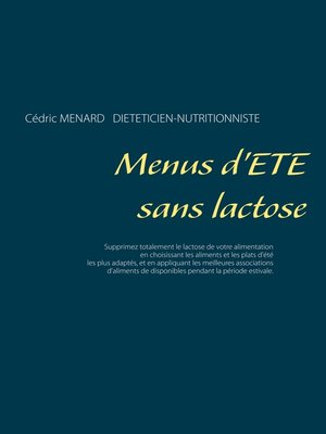 cover image of Menus d'été sans lactose